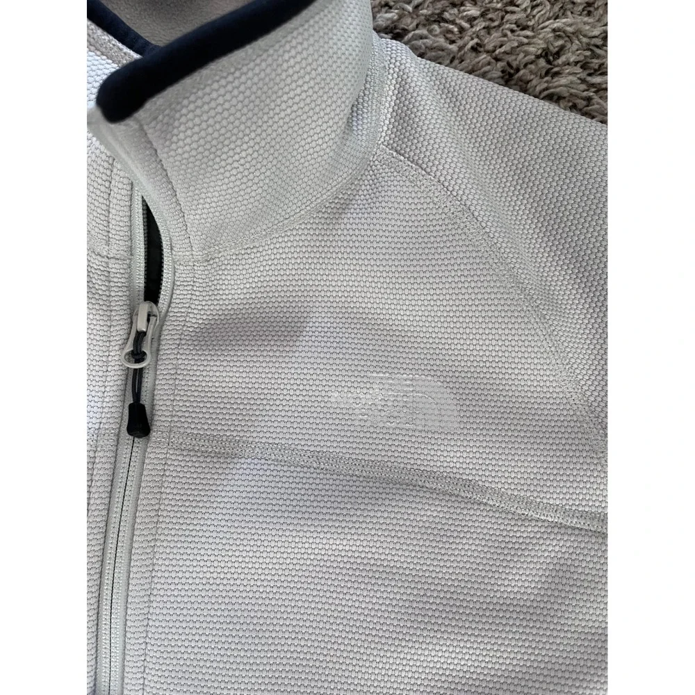 The North Face Mens Full Zip Fleece Jacket Grey Black Mock Neck Size M
